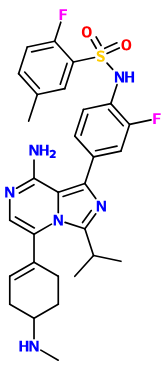 (image for) MC021705 N-(4-{8-Amino-5-[4-(methylamino)cyclohex-1-en-1-yl]-3-(propan-2-yl)imidazo[1,5-a]pyrazin-1-yl}-2-fluorophenyl)-2-fluoro-5-methylbenzene-1-sulfonamide